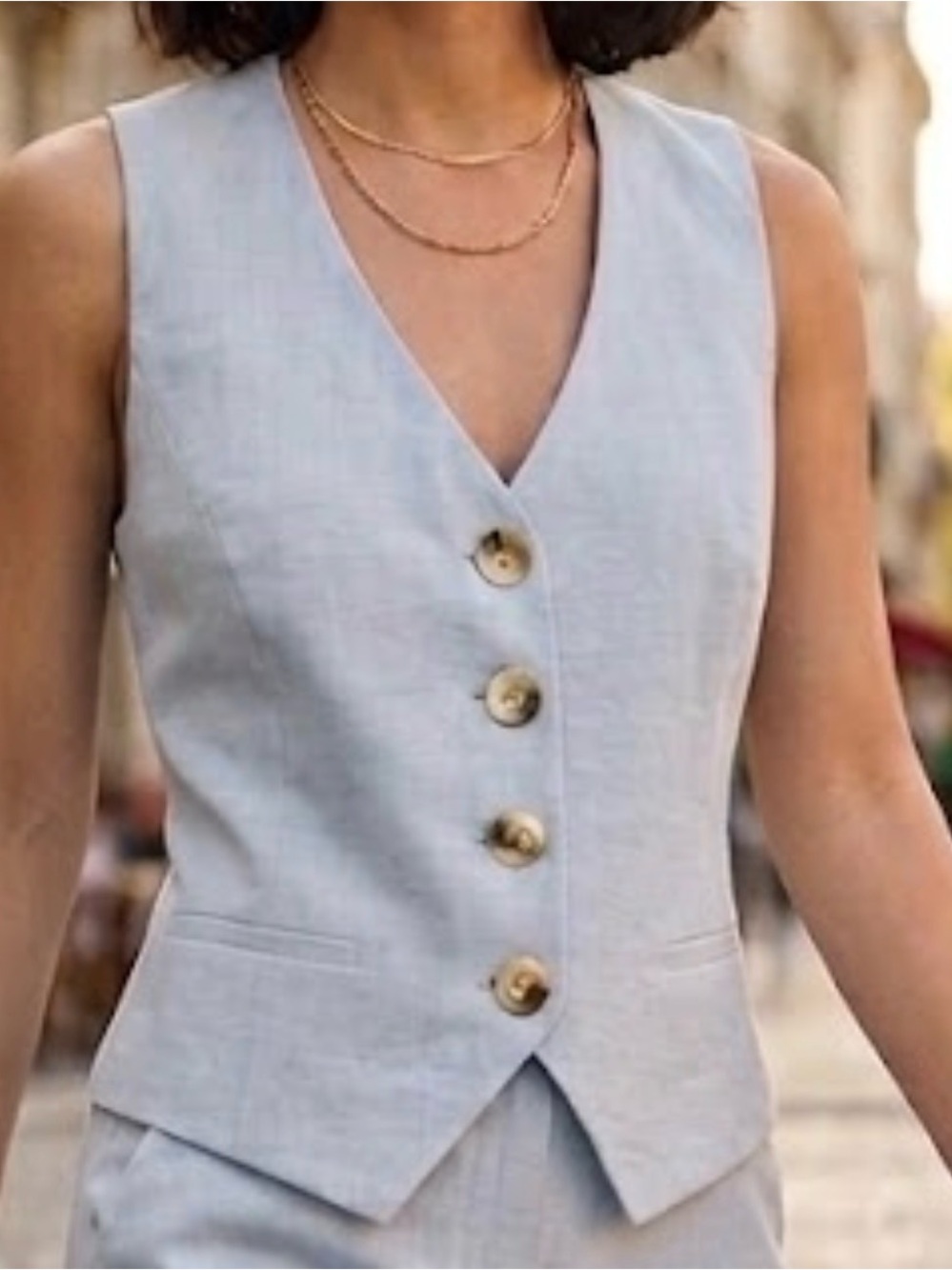 STATE Light Blue Women’s Sleeveless Button Front Vest Size 8